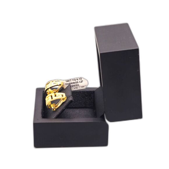 14KT YELLOW GOLD 6.10G CZ GREEK EARRING SET (148723-2) - Picture 2 of 3